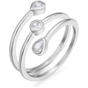 Cubic Zirconia Rings for Women Thin Stackable CZ Ring Open Wrap Ring Stacking Rings