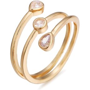 Cubic Zirconia Rings for Women Thin Stackable CZ Ring Open Wrap Ring Stacking Rings
