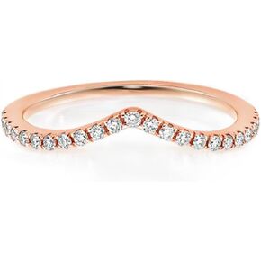 Samie Collection Simulated Diamond Stackable V-Shaped Wedding Ring Band for Women, Pairable with Engagement Rings in 18K Rose Gold, 18K Yellow Gold, White Gold Finish, Size 5-10