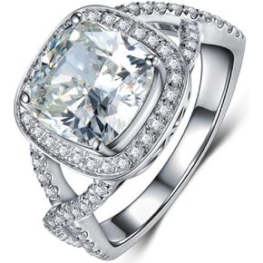 Jude Jewelers Platinum Plated 3.0 Carat Princess Cut Cubic Zircon Simulated Diamond Wedding Engagement Proposal Ring