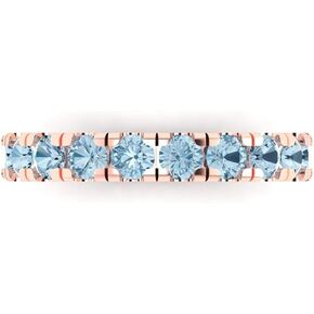 1 ct Brilliant Round Cut Natural Sky Blue Topaz 14k Rose Gold Stackable Band