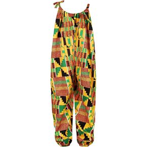 TENMET Little Girl’s African Boho Print Jumsuits Bohemian Outfits with Adjustable Shoulder Strap for Toddler 5-10T
