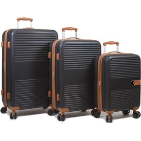 World Traveler Garland Hardside Spinner Luggage USB Port, Black, 3-Piece Set
