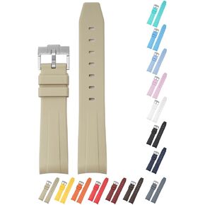 20mm Curved End Rubber Band For Rolex Daytona And GMT, Replacement Watch Bands With Buckle For Rolex Watches Silicone Rubber Watch Strap - Multiple Colors