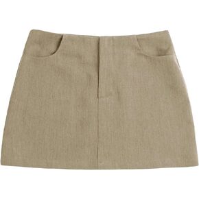 WDIRARA Women's Low Waist Corduroy Straight Streetwear Mini Skirt with Pockets