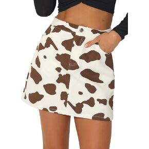 Allegra K Casual Short Skirt for Women's High Waist Mini Cow Print Skirt in Saudi Arabia