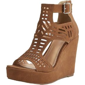 AOSPHIRAYLIAN Wedge Sandals for Women Open Toe Cutout Platform Bohemian Sandals High Heel Buckle Ankle Strap Comfy Summer Sandals