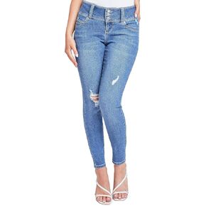 YMI Women’s Sustainable Wannabettabutt Mid Rise Skinny Jeans in Kuwait