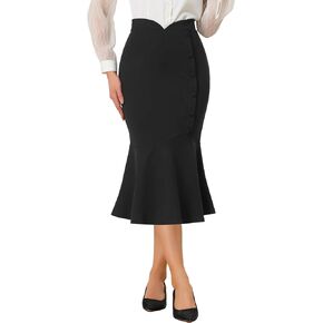 Allegra K Work Business Fishtail Skirt for Women's High Waist Stretch Office Bodycon Pencil Skirt