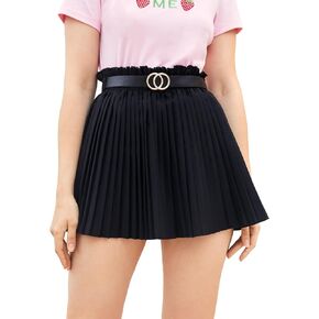 تنورة قصيرة بحزام ورقي للنساء من Verdusa مع ثنيات على الخصر وحزام على شكل حرف A in Kuwait