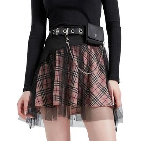 تنورة قوطية نسائية منقوشة على شكل قوطي تنورة سوداء صغيرة من قماش التول الشبكي تنورة لطيفة مرنة عالية الخصر تنورة على شكل حرف A in Kuwait