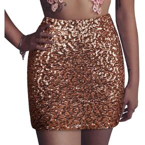 PrettyGuide Women's Sequin Skirt Stretchy Bodycon Sparkle Mini Skirt Night Out