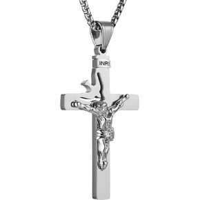 HZMAN Dove Holy Land Gift INRI Cross Crucifix stainless steel Pendant Necklace With Free Chain
