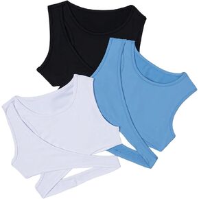 Milumia Girl's 3 Pack Solid Cut Out Criss Cross Crew Neck Summer Cropped Tank Tops