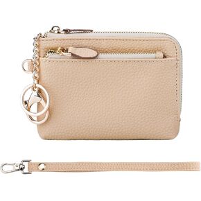 Teskyer Coin Purse Pouch, RFID Blocking Credit Card Holder Zipper Wallet with Wrist Strap and Key Chain for Men & Women