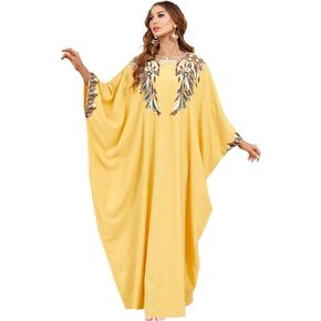 Qianliniuinc Women Muslim Maxi Dress Abaya - Lady Long Sleeve Maxi Dress Dubai Gown Jalabiya One Size