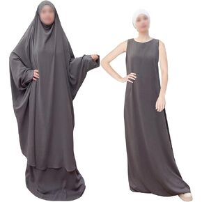 فستان صلاة إسلامي للنساء قطعتين جلباب ناعم إسلامي ماكسي عباية متواضعة ملابس صلاة العيد in Kuwait