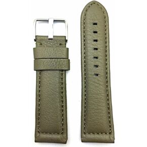 NewLife 26mm Long, Olive Green Leather Watchband Compatible with Panerai Watch | Thick, Smooth, Medium Padded Replacement Watchstrap Bracelet that brings to Any Watch (Mens Long Length)