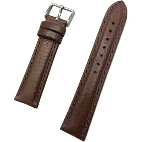 20mm Brown Genuine Leather Watchband | Stylish, Center Padded Replacement Watchstrap that brings New Life to Any Watch (Mens Standard Length)