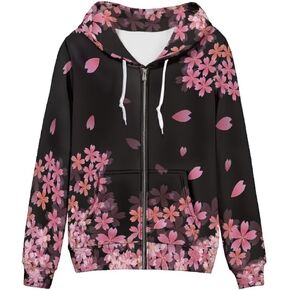 Zip up Trendy Hoodies for Women Novelty Graphic Long Sleeve Hooded with Pocket Sweatshirt Jacket Pullover XS-5XL