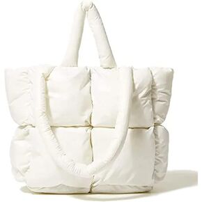 ZOSIVEB Large Puffer Tote Bag Winter Soft Puffer Down Padding Shoulder Bags Trendy Luxury Quilted Padded Handbags for Women