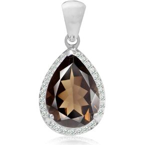 Silvershake 18X13mm Huge Pear Shape Gemstone White Gold Plated or 14K Yellow Gold Plated 925 Sterling Silver Teardrop Gemstone Pendant Jewelry for Women