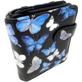 Shag Wear Butterflies Small Wallet for Women and Teen Girls Vegan FAux Leather 4.5" Black