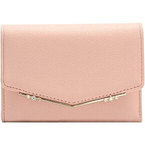 محفظة Sunwel Fashion النسائية ثلاثية الطي مع نافذة لبطاقة الهوية وفتحات لبطاقات الائتمان وسحاب ومحفظة صغيرة للعملات المعدنية مع أحجار كريمة (أسود) in Kuwait