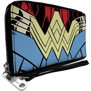 Buckle-Down Women's PU Zip Around Wallet Rectangle-Wonder Woman, 7.5"x4.5"