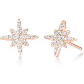 Mameloly 925 Sterling Silver Post Stud Earrings for Women Dainty Hexagram Starburst Cubic Zirconia CZ Stud Earrings Hypoallergenic