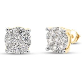SAVEARTH DIAMONDS 1 1/5 Carat Round Cut Lab Created Moissanite Diamond Cluster Stud Earrings In 14k Gold Over Sterling Silver Jewelry For Women (G-H Color, VVS1 Clarity, 1.20 Cttw)