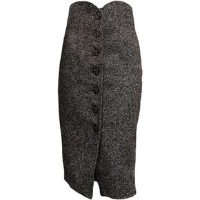 Women's Bodycon Hip-Wrapped Button Front High Waist Straight Pencil Skirt Below The Knee Length