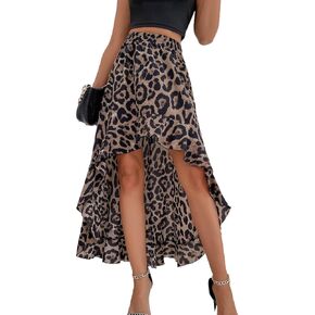 تشيني طباعة تنورة عالية منخفضة تنانير طويلة كشكش غير النظامية ثنيات نصف تنورة الخصر بسط تنورة غير رسمية للنساء in Kuwait