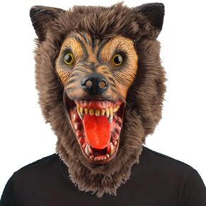 كريبي بارتي قناع ذئب بني للهالوين بتصميم وحش مرعب ورعب لكامل الراس من اللاتكس للبالغين in Kuwait