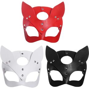 3 Packs Leather Masks Masquerade Party Mask Leather Fox Mask Masquerade Mask for Masquerade Cosplay Halloween Party