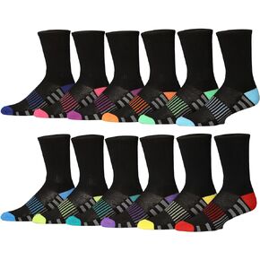 JAMES FIALLO 12 Pack Men's Cushion Athletic Comfortable Performance Crew Socks for Running, Hiking, and Athletic Activities