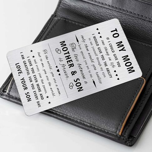 Mom Card from Son - Gifts for Mom from Son - Mothers Day Card for Mother from Son - To My Mom Christmas Engraved Wallet Card Inserts in Saudi Arabia