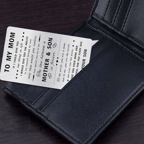 Mom Card from Son - Gifts for Mom from Son - Mothers Day Card for Mother from Son - To My Mom Christmas Engraved Wallet Card Inserts in Saudi Arabia