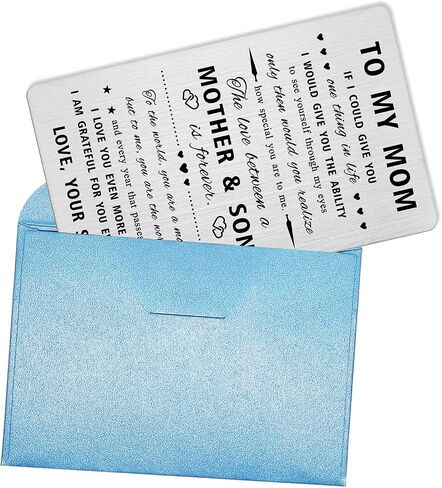 Mom Card from Son - Gifts for Mom from Son - Mothers Day Card for Mother from Son - To My Mom Christmas Engraved Wallet Card Inserts in Saudi Arabia