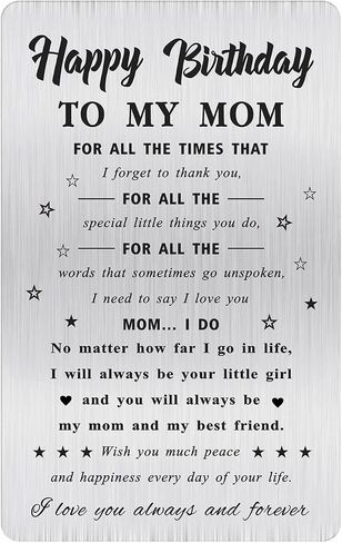 Mom Card from Son - Gifts for Mom from Son - Mothers Day Card for Mother from Son - To My Mom Christmas Engraved Wallet Card Inserts in Saudi Arabia