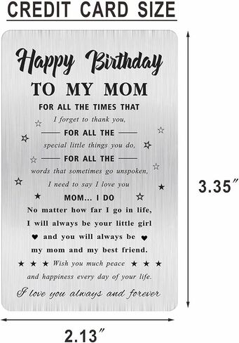 Mom Card from Son - Gifts for Mom from Son - Mothers Day Card for Mother from Son - To My Mom Christmas Engraved Wallet Card Inserts in Saudi Arabia