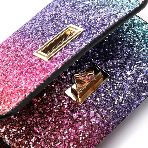 Tlence 2 Pack Sequins Small Wallet, Glitter Cross Buckle Mini Wallet, Multicolor Short Trifold Wallet, Bling Card Coins Holder, PU Leather Patchwork Compact Purse for Women Girls in Kuwait