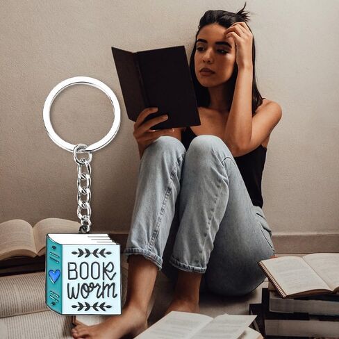 Siopue Book Lover Christmas Gifts for Men Women Bookworm Keychain for Book Club Reading Groups Birthday Gifts for Friends Girls Boys Bibliophile Keychains, Multicolor, S in Kuwait