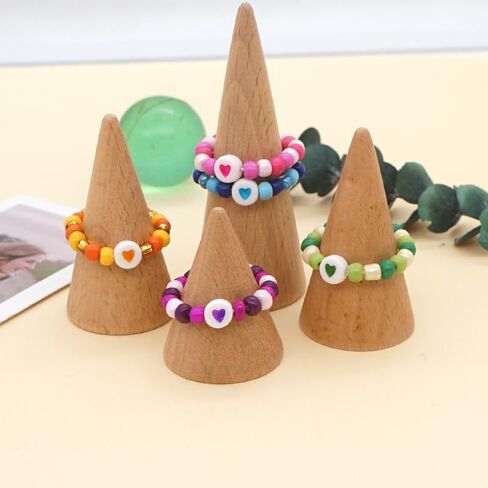 SHINUS بوهو خواتم للنساء الفتيات بوهو تمتد الخرز الصغير قلب صغير لطيف مجوهرات عطلة هاواي الصداقة الهدايا اليدوية in Kuwait