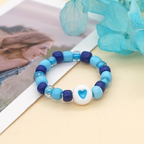 SHINUS بوهو خواتم للنساء الفتيات بوهو تمتد الخرز الصغير قلب صغير لطيف مجوهرات عطلة هاواي الصداقة الهدايا اليدوية in Kuwait