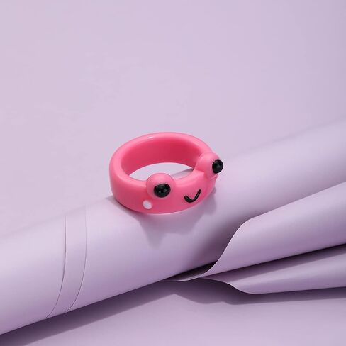 4 Pcs Frog Rings Evil Eye Ring Y2k Acrylic Resin Colorful Animal Finger Ring for Teen Cute Chunky Plastic Vintage Trendy Friendship Dainty Cool Knuckle Set Jewelry for Women Girls in Saudi Arabia