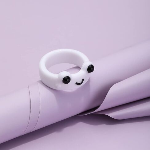 4 Pcs Frog Rings Evil Eye Ring Y2k Acrylic Resin Colorful Animal Finger Ring for Teen Cute Chunky Plastic Vintage Trendy Friendship Dainty Cool Knuckle Set Jewelry for Women Girls in Saudi Arabia