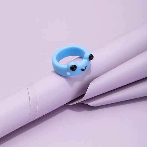 4 Pcs Frog Rings Evil Eye Ring Y2k Acrylic Resin Colorful Animal Finger Ring for Teen Cute Chunky Plastic Vintage Trendy Friendship Dainty Cool Knuckle Set Jewelry for Women Girls in Saudi Arabia