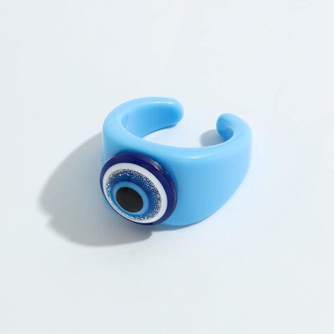 4 Pcs Frog Rings Evil Eye Ring Y2k Acrylic Resin Colorful Animal Finger Ring for Teen Cute Chunky Plastic Vintage Trendy Friendship Dainty Cool Knuckle Set Jewelry for Women Girls in Saudi Arabia