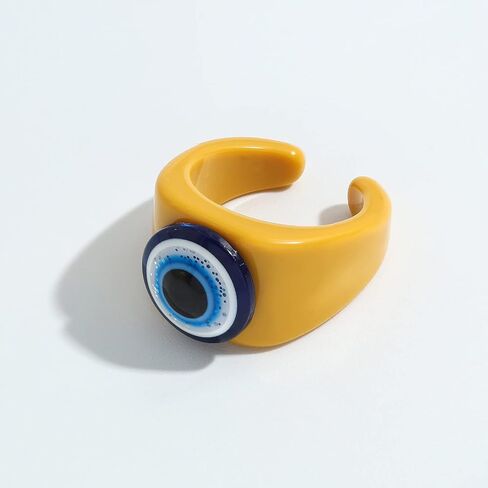4 Pcs Frog Rings Evil Eye Ring Y2k Acrylic Resin Colorful Animal Finger Ring for Teen Cute Chunky Plastic Vintage Trendy Friendship Dainty Cool Knuckle Set Jewelry for Women Girls in Saudi Arabia